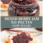 Pinterest image for Mixed Berry Bumbleberry Jam Recipe.