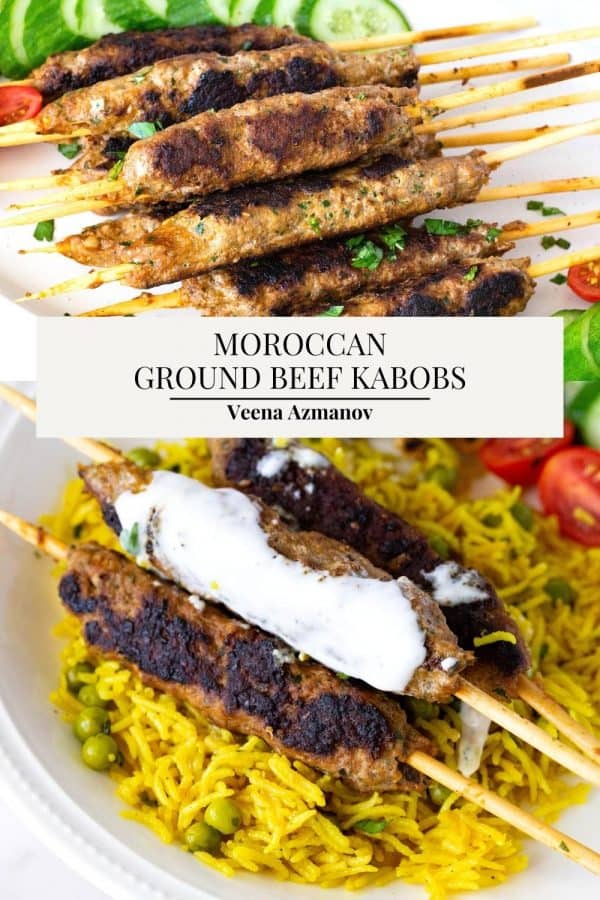 Pinterest image for kabobs Moroccan recipe.