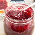 Pinterest image for jam with raspberries.
