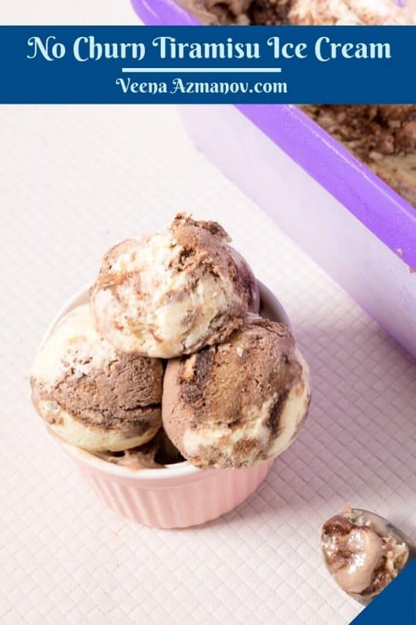 Pinterest image for tiramisu ice cream.