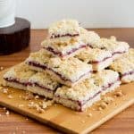 A stack of bars with cherrie filling.