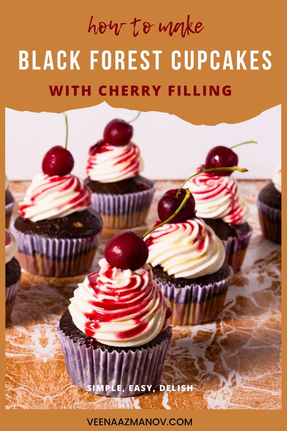 Pinterest image for Chocolate Cherry Cupcakes.