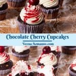 Pinterest image for cherry cupcakes.