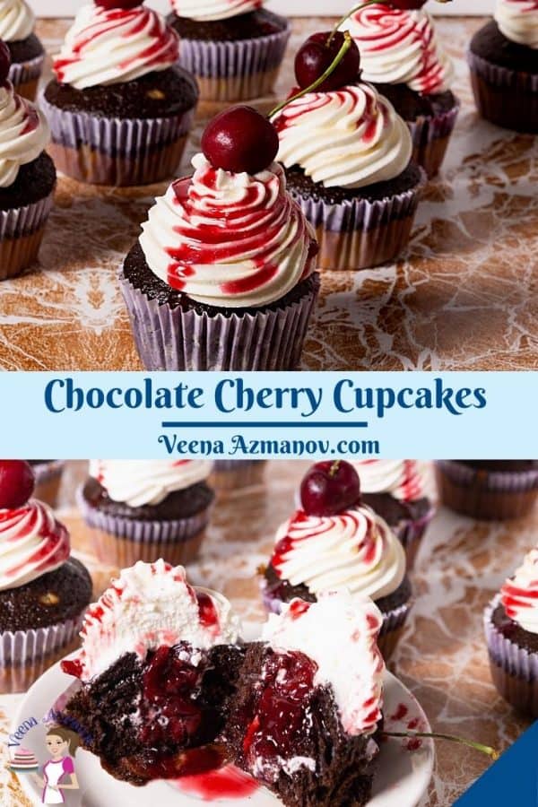 Pinterest image for cherry cupcakes.