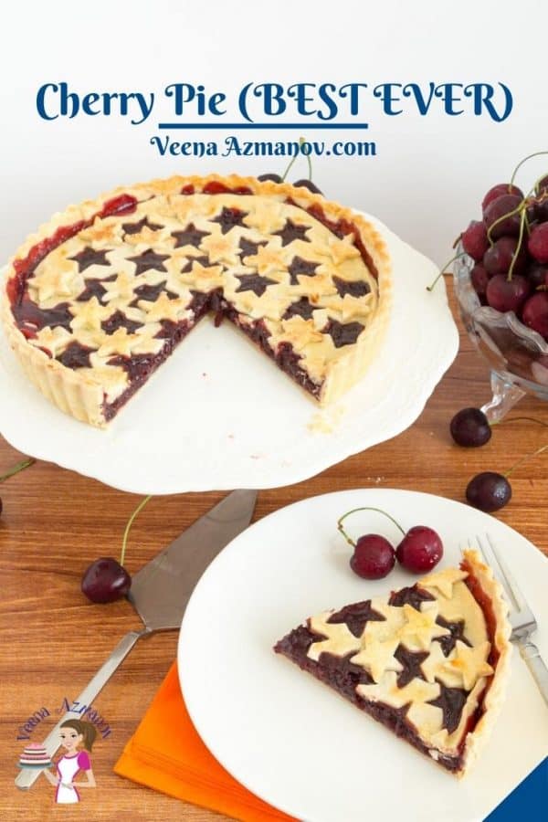 Pinterest image for pie with cherries.