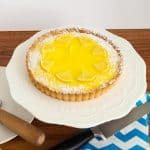 Lemon curd tart on the cake stand