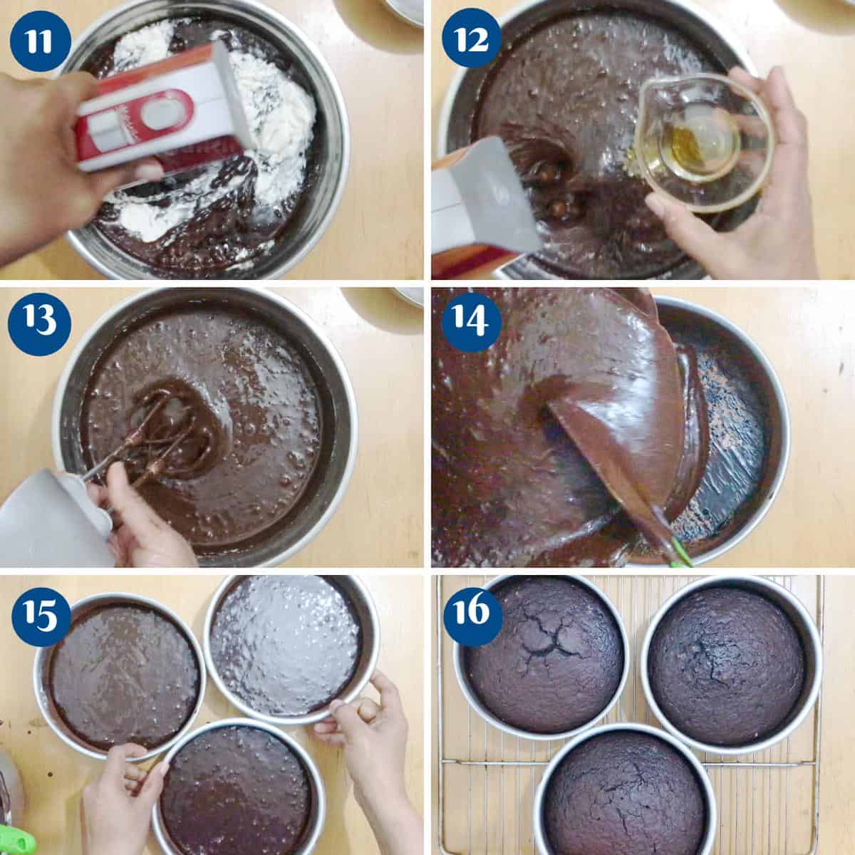 Progress pictures baking chocolate cake.