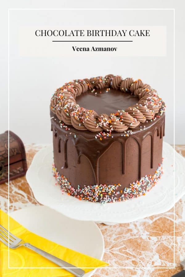 Pinterest image for chocolate birthday cake.