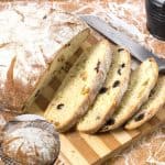 A sliced beer bread on a cutting board.