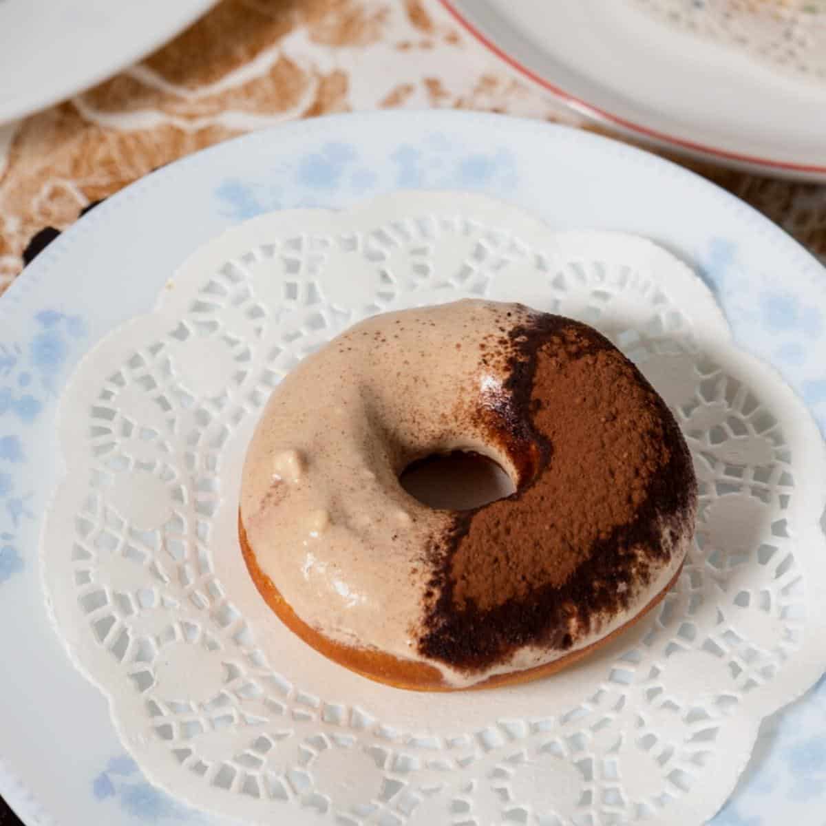 Glazed donut on a plate