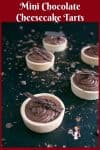 A mini chocolate cheesecake tarts on a table.