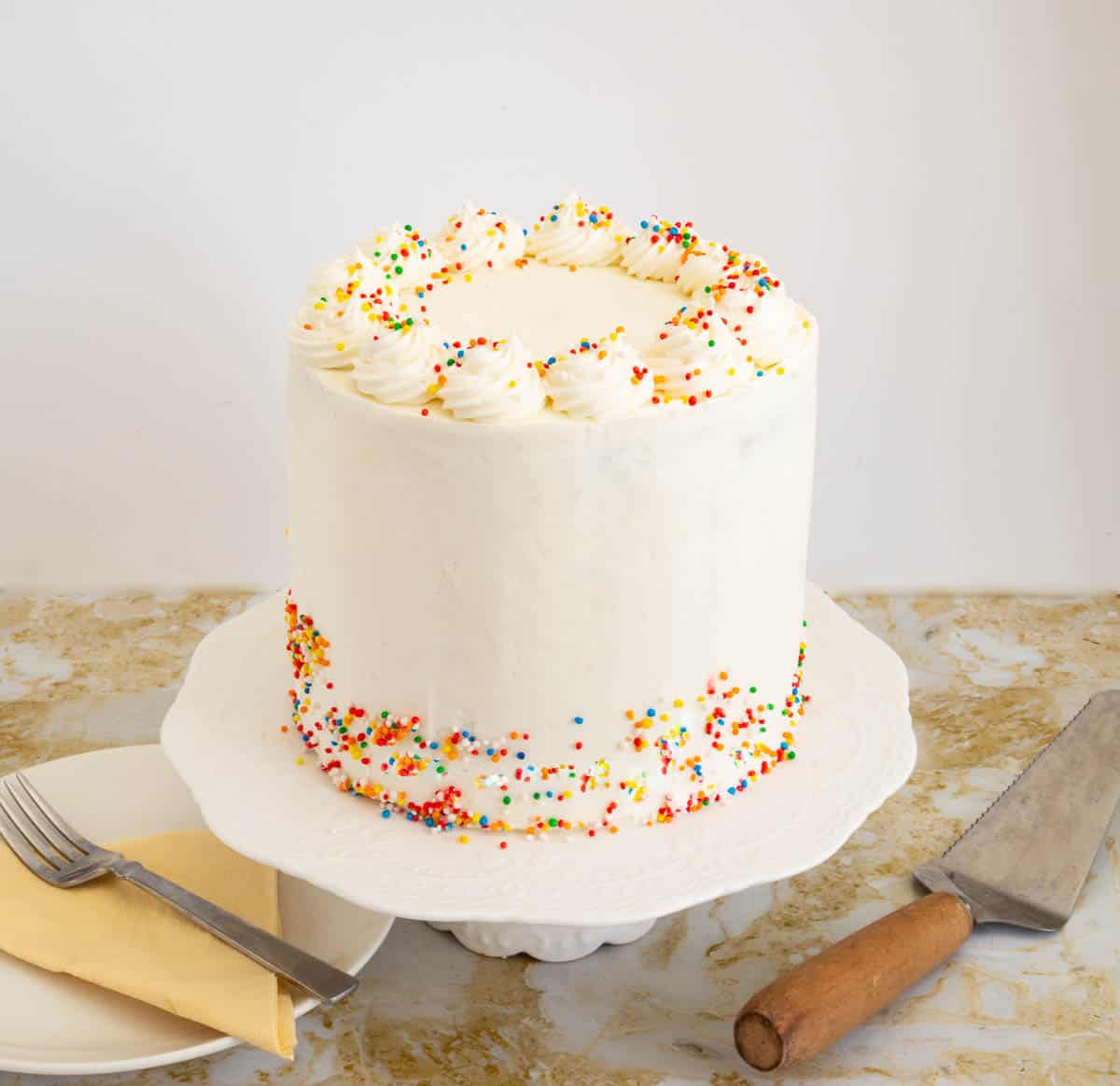 Easiest Vanilla Birthday Cake with Vanilla Buttercream - Veena Azmanov
