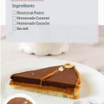 Pinterest image for Salted Caramel Tart with Chocolate Ganache.