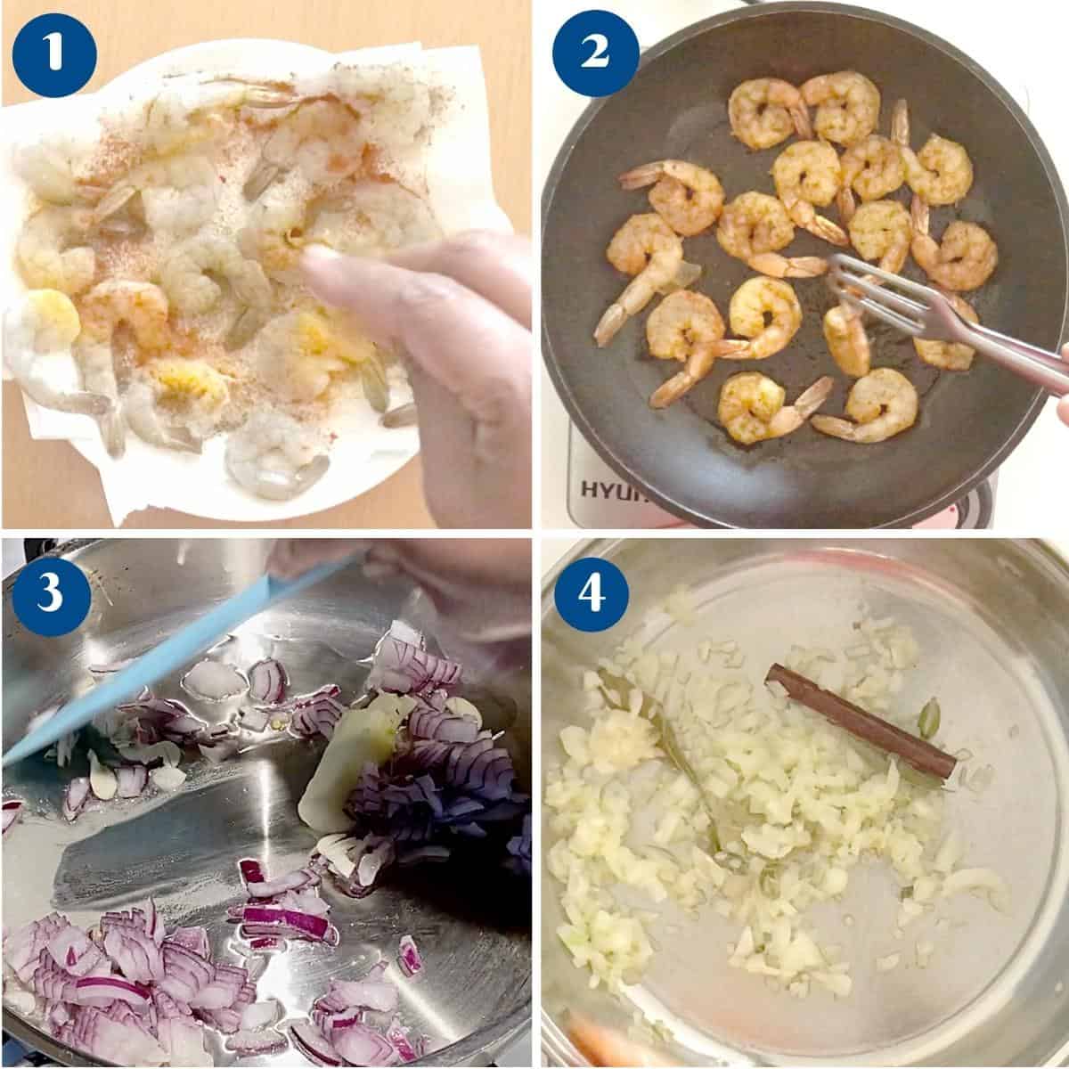 progress pictures cooking the shrimps.