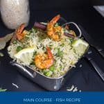 Pinterest image for rice with shrimps.