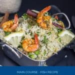 Pinterest image for shrimps with rice.