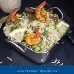 Pinterest image for rice with shrimps.