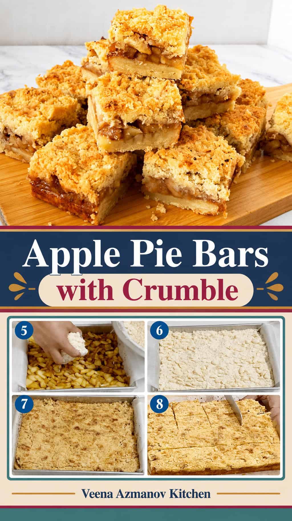 Pinterest image for Apple Bars with Pie Filling and Crumble Top.