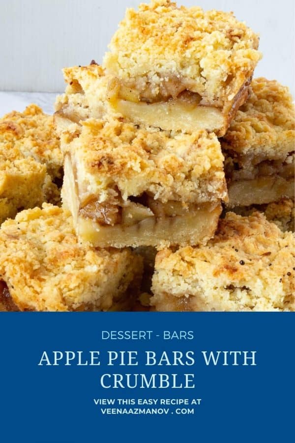 Pinterest image for apple crumble bars.
