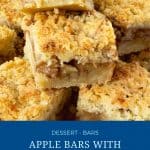 Pinterest image for apple bars with crumble.