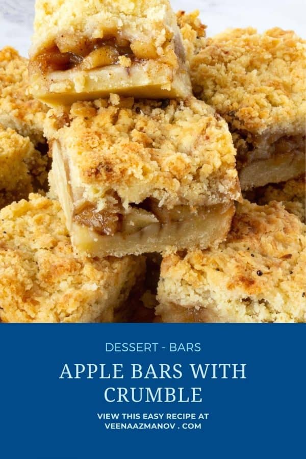 Pinterest image for apple bars with crumble.