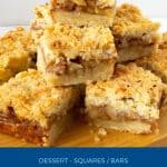 Pinterest image for apple pie bars.