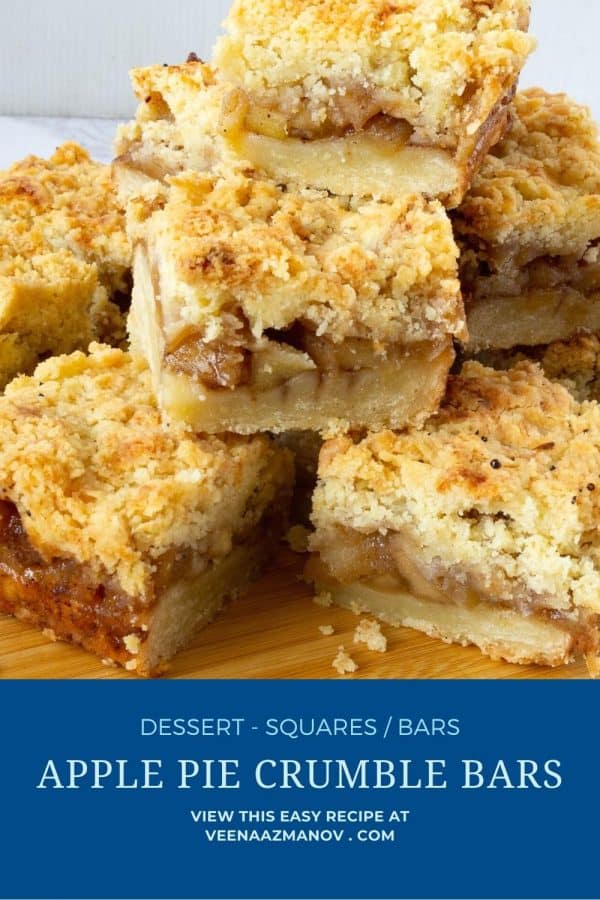 Pinterest image for apple pie bars with crumble.