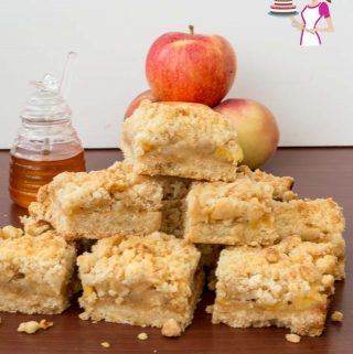A stack of apple crumble squares.