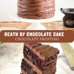 Pinterest image for Death By Chocolate Cake with Frosting.