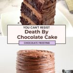 Pinterest image for Death By Chocolate Cake with Frosting.