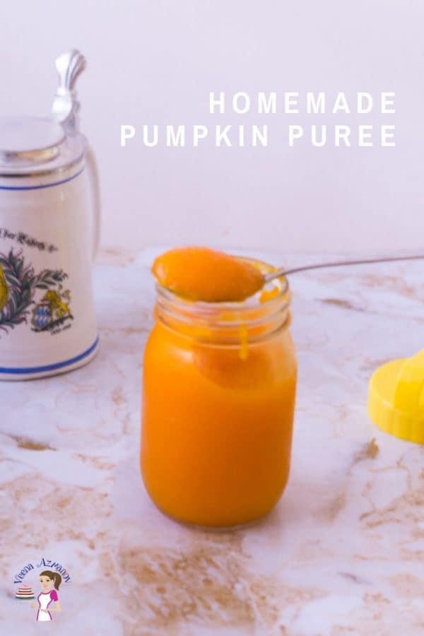 Pumpkin puree in a jar.