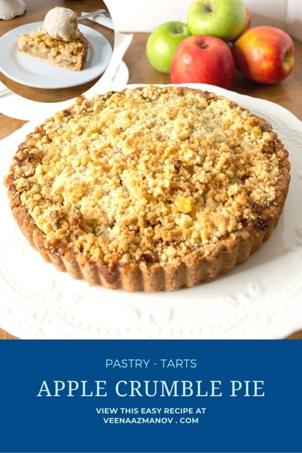 Pinterest image for apple crumble Pie.