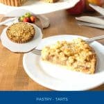 Pinterest image for crumble tart with apples.