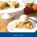 Pinterest image for crumble tart with apples.