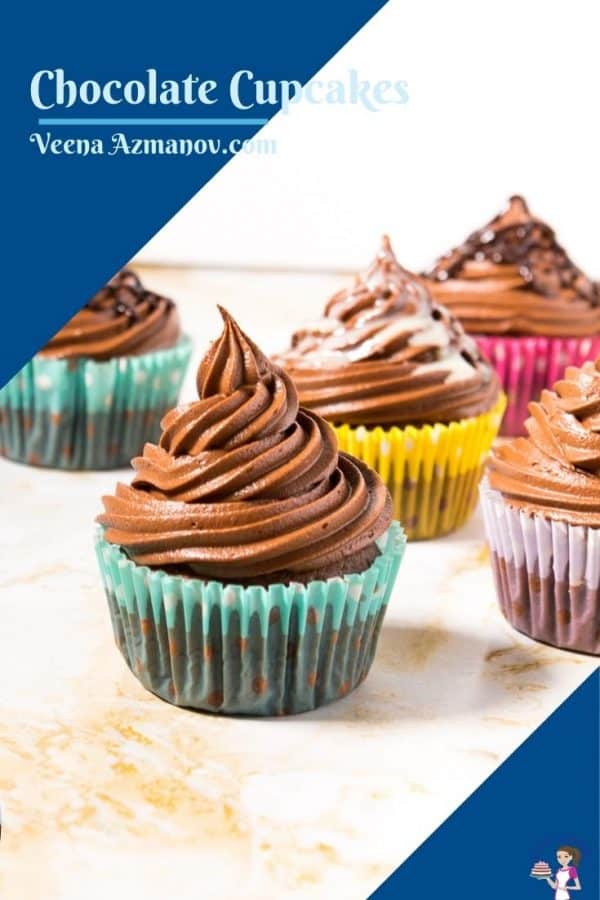 Pinterest image for cupcakes with chocolate frosting