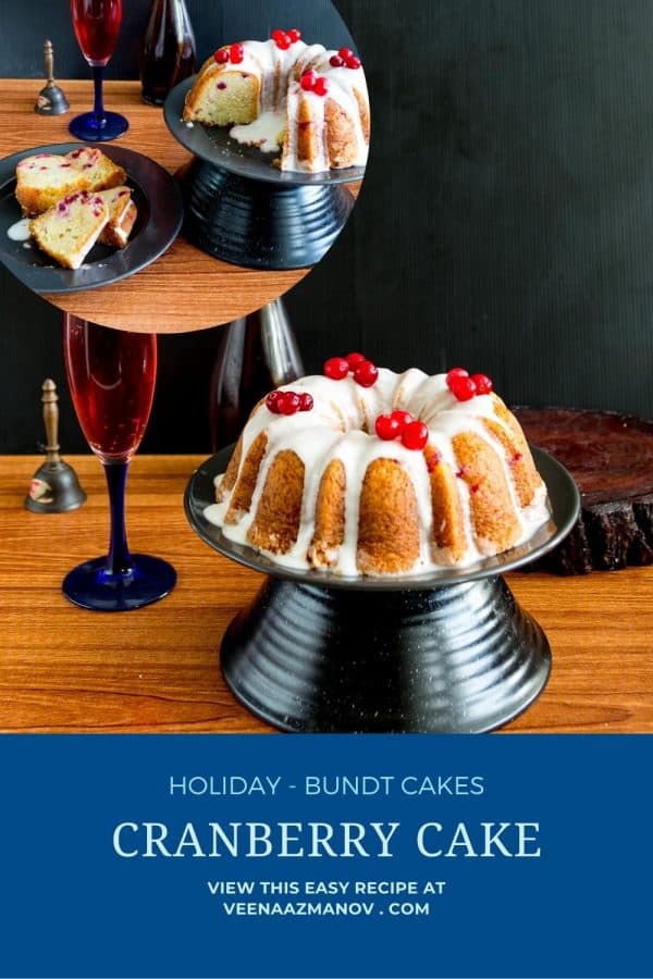 Pinterest image for bundt cake with cranberries.