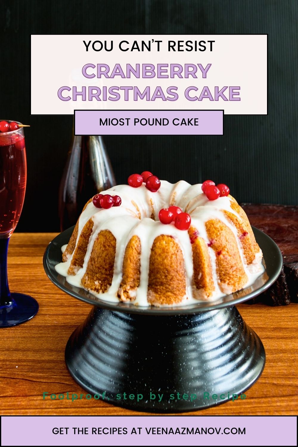 Pinterest image for candied fruitcake recipe.