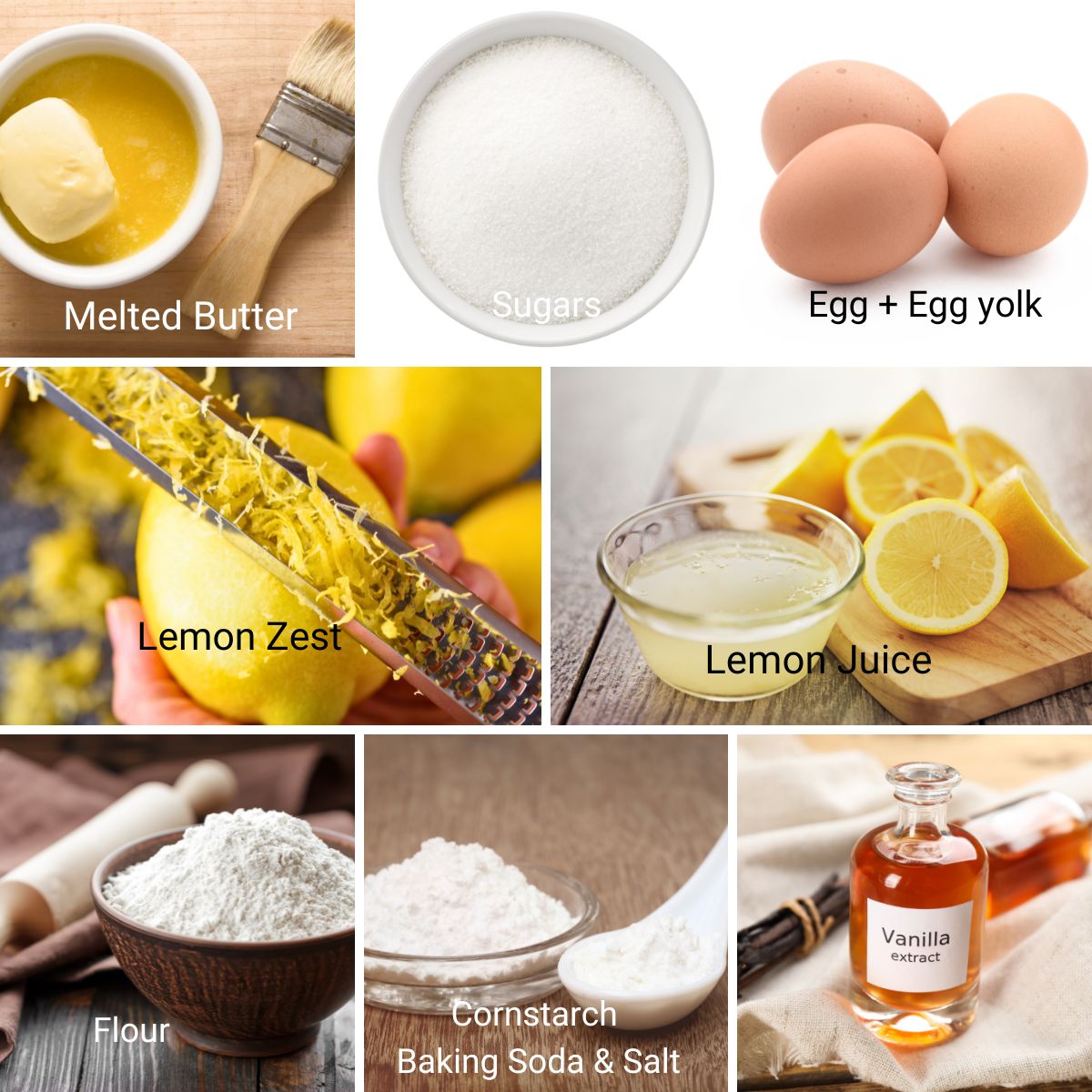 Ingredients for making lemon crinkle cookies.