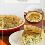 Pinterest image for quiche with leeks and asparagus.