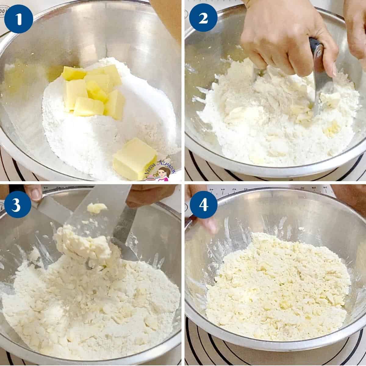 Step by step pictures how to make crumbles.