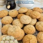 Almond sugar cookies on a cooling rack.