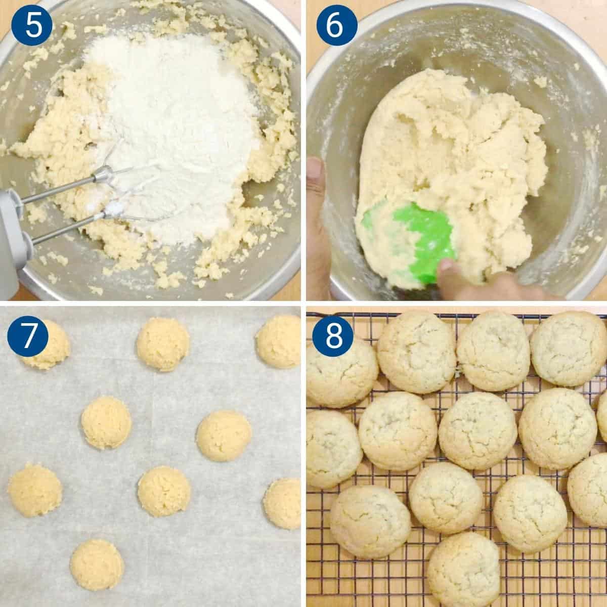 Progress pictures collage for almond sugar cookies