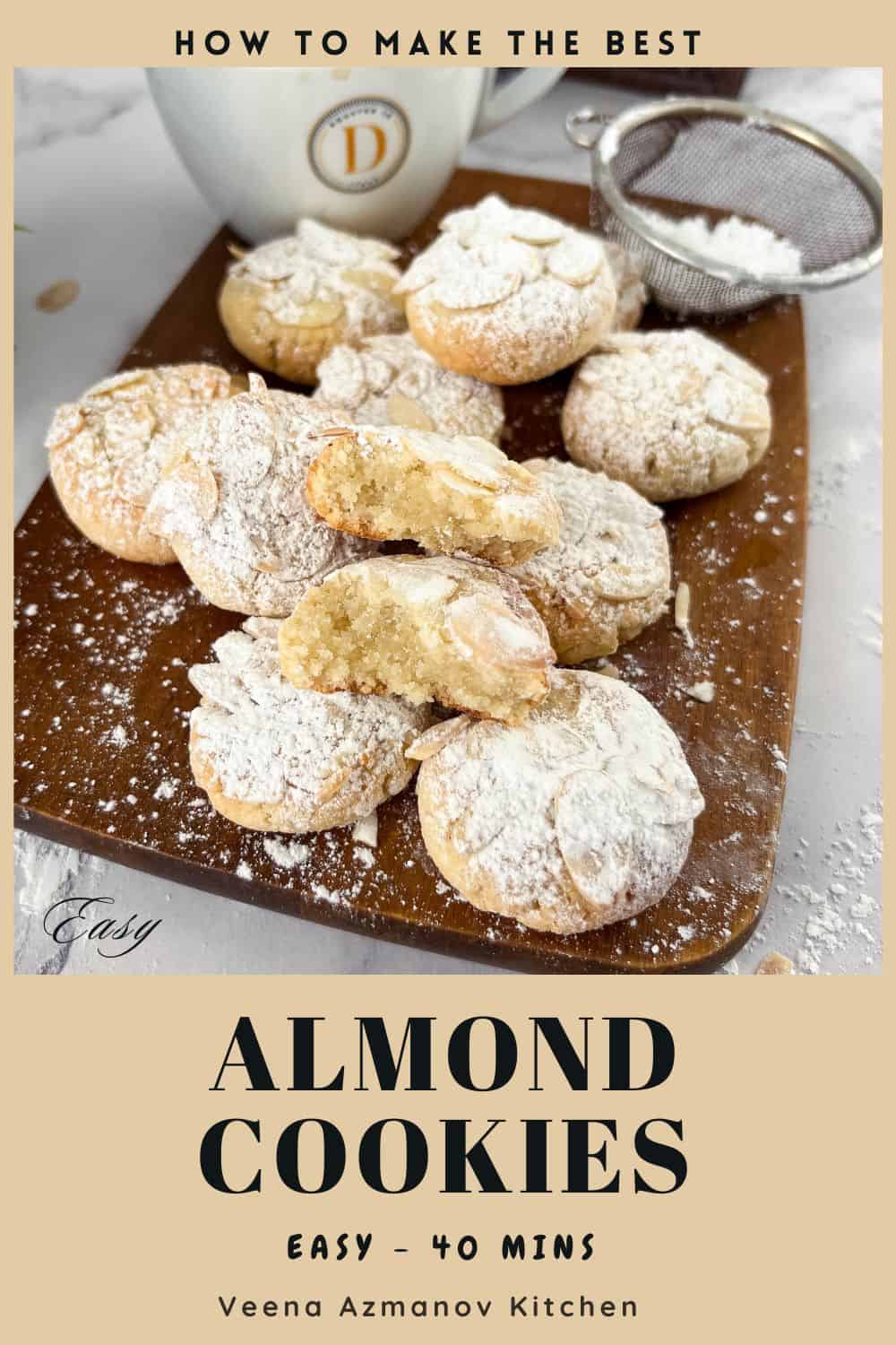 Pinterest image for Almond Sugar Cookies.