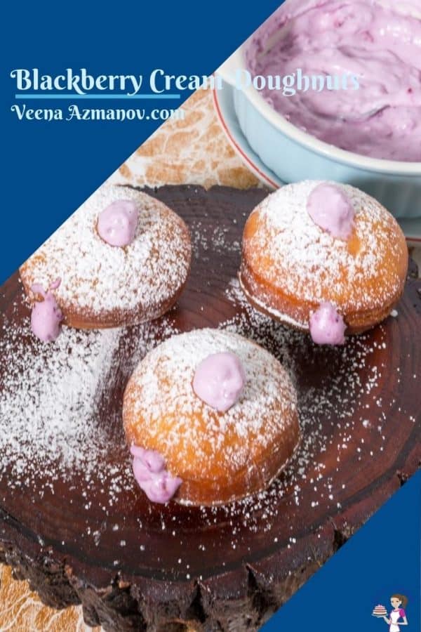 Pinterest image for blackberry donuts