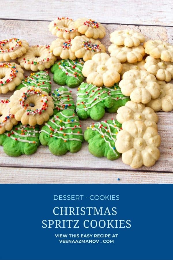 Pinterest image for spritz cookies for Christmas.