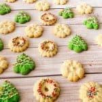 Christmas Spritz Cookies on a table.