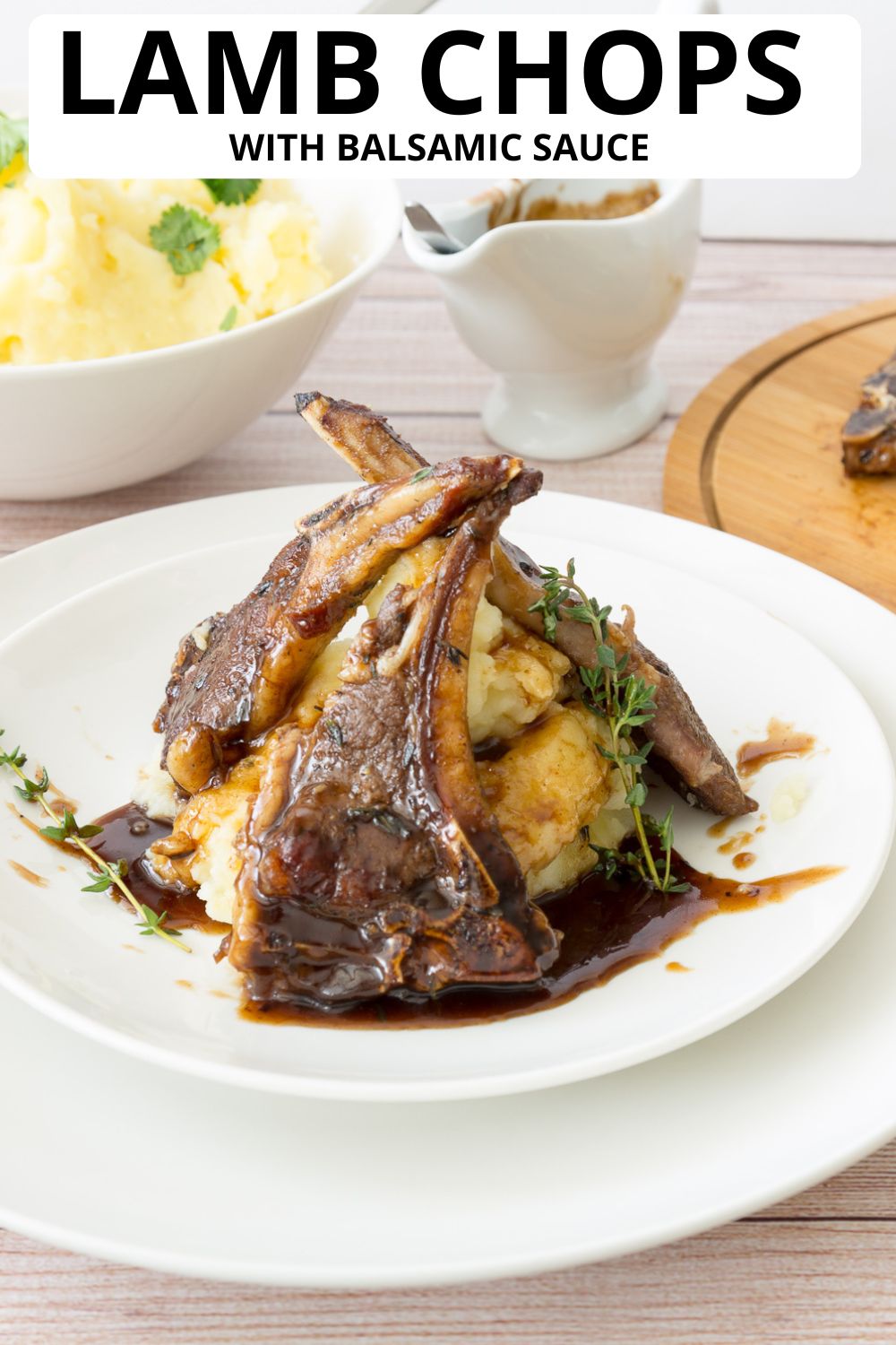 Pinterest image for Balsamic Sauce with Lamb Chops