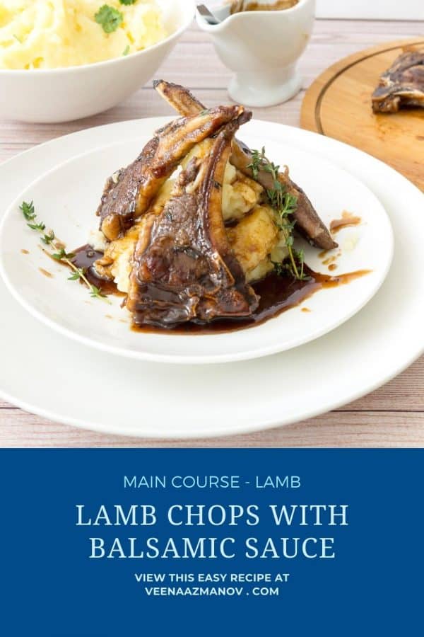Pinterest image for lamb chops with balsamic.