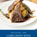 Pinterest image for chops with balsamic sauce.