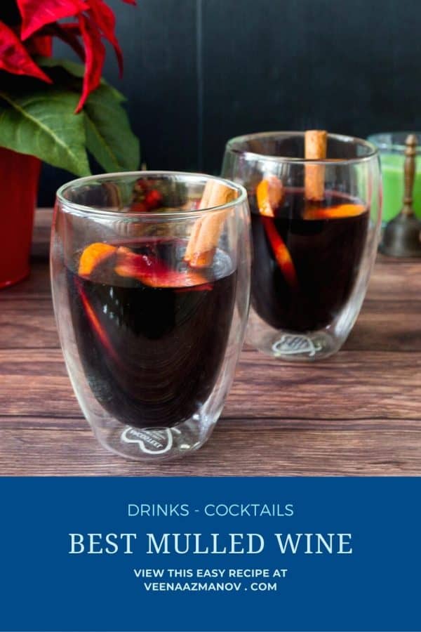 Pinterest image for hot wine mulled with spices.